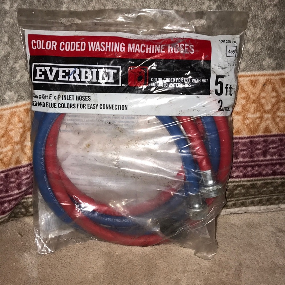Everbilt 2 pk 5 ft hoses washing machine red blue